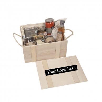 RINKINYS "FINE FOOD SELECTION" WOODEN HAMPER" 9 VNT