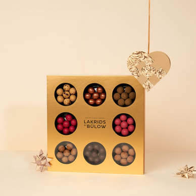 "SELECTION BOX GOLD " SALDYMEDIS PADENGTAS 8 RŪŠIŲ  ŠOKOLADU RINKINYS  "LAKRIDS BY BŪLOW"  335 G 3